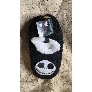 Nightmare Before Christmas Jack Skellington Slipper Socks Black Sherpa Lined NWT
